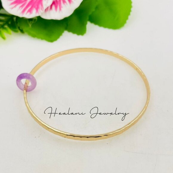 Lavender Jade Bangle Bracelet - Picture 1 of 3